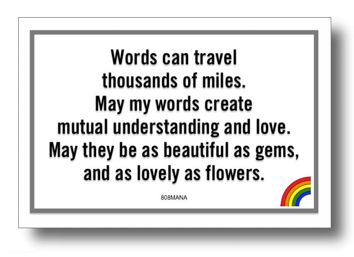 #420 WORDS OF LOVE POSTCARD - ©808MANA - BIG ISLAND LOVE LLC